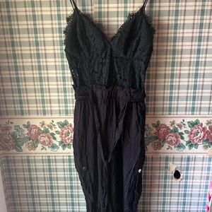 Black Lace Spaghetti Strap Jumpsuit